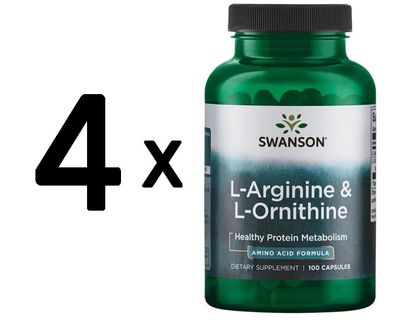 4 x Swanson L-Arginine & L-Ornithine - 100 caps