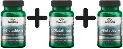 3 x Swanson L-Glutathione, 100mg - 100 caps