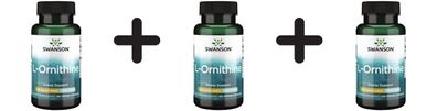 3 x Swanson L-Ornithine Amino Acid, 500mg - 60 vcaps