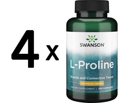 4 x Swanson L-Proline, 500mg - 100 caps