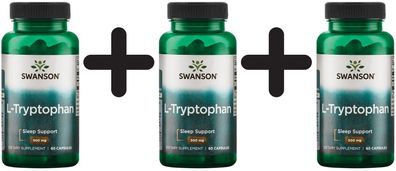 3 x Swanson L-Tryptophan, 500mg - 60 caps