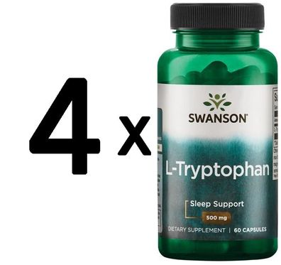 4 x Swanson L-Tryptophan, 500mg - 60 caps