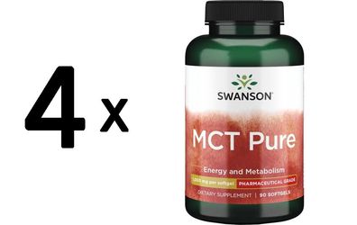 4 x Swanson MCT Pure, 1000mg - 90 softgels