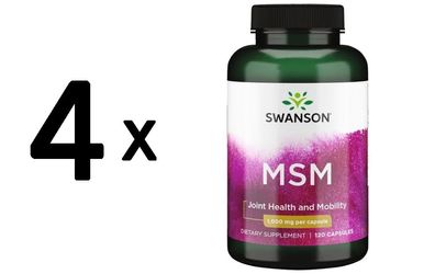 4 x Swanson MSM Methylsulfonylmethane, 1000mg - 120 caps