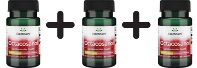 3 x Swanson Octacosanol, Maximum-Strength 20mg - 30 caps