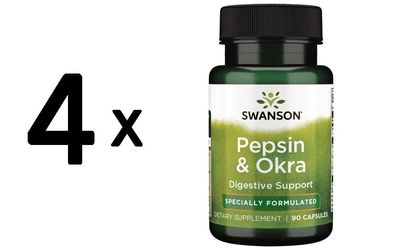 4 x Swanson Okra Pepsin - 90 caps