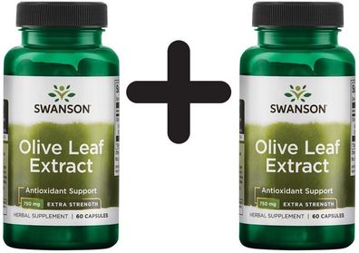 2 x Swanson Olive Leaf Extract, 750mg Super Strength - 60 caps
