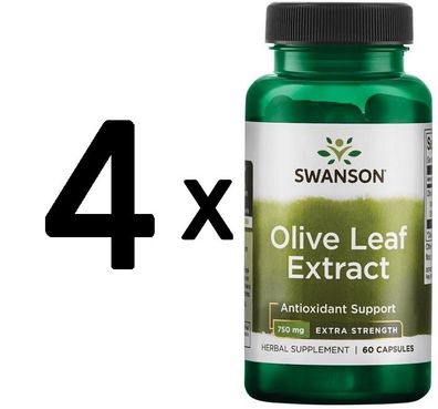 4 x Swanson Olive Leaf Extract, 750mg Super Strength - 60 caps