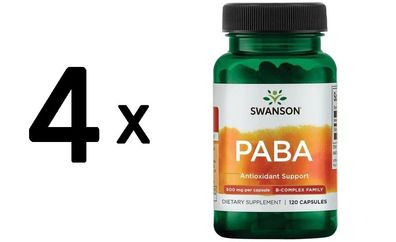 4 x Swanson PABA, 500mg - 120 caps