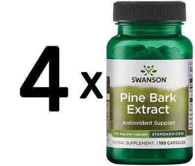 4 x Swanson Pine Bark Extract, 50mg - 100 caps