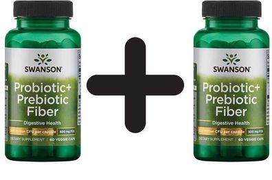 2 x Swanson Probiotic+ Prebiotic Fiber - 60 vcaps