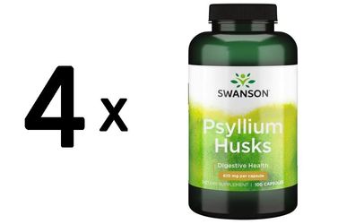 4 x Swanson Psyllium Husks, 610mg - 100 caps