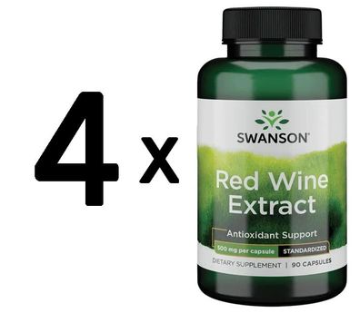 4 x Swanson Red Wine Extract, 500mg - 90 caps