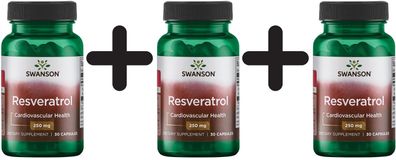 3 x Swanson Resveratrol, 250mg - 30 caps