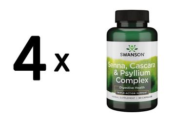 4 x Swanson Senna Psyllium Cascara Complex - 90 caps