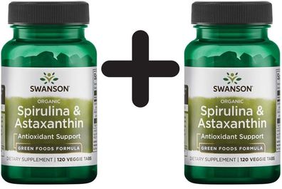 2 x Swanson Spirulina & Astaxanthin, Organic - 120 veggie tabs