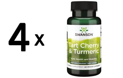 4 x Swanson Tart Cherry & Turmeric - 60 vcaps