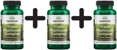 3 x Swanson Triple Mushroom Standardized Complex, High-Potency - 60 caps
