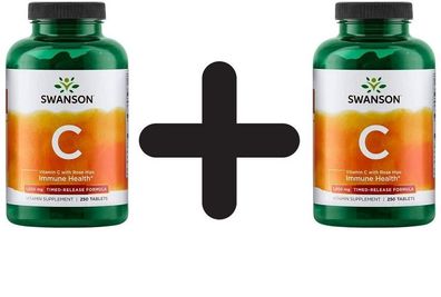2 x Swanson Vitamin C with Rose Hips, 1000mg Timed-Release - 250 tabs