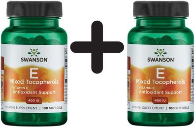 2 x Swanson Vitamin E Mixed Tocopherols, 268mg - 100 softgels