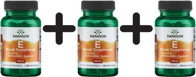 3 x Swanson Vitamin E Mixed Tocopherols, 268mg - 100 softgels