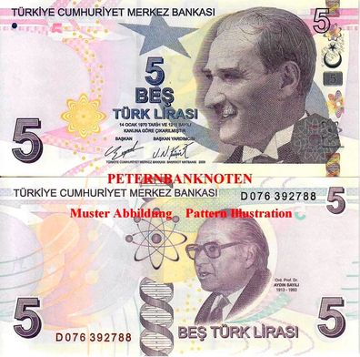 Türkei / Turkey 5 Lira 2009/22 Unc. P 222 #639#