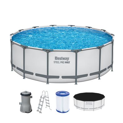 Steel Pro MAX™ Frame Pool Komplett-Set mit Filterpumpe Ø 427 x 122 cm, lichtgrau,
