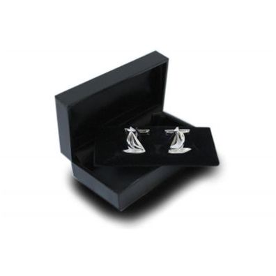 2er Set Manschettenknöpfe Schmuck für Heren | Motiv Segelboot | Aus 925er Sterling-Si
