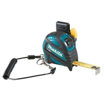 Makita Profi-Rollmaßband mit Spiralkabel und Gürtelclip, 7,5 m 7,5 m • Skala beidseit