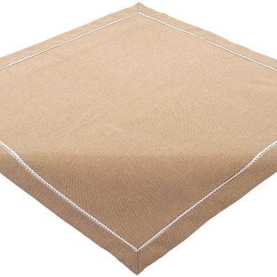 Tischdecke Weihnachten 85x85 Mitteldecke Spitze Lurex Beige Tischwäsche Bestickt