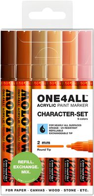 Molotow Acrylmarker One4All 127HS 2mm Etui Character-Set 6 Stück