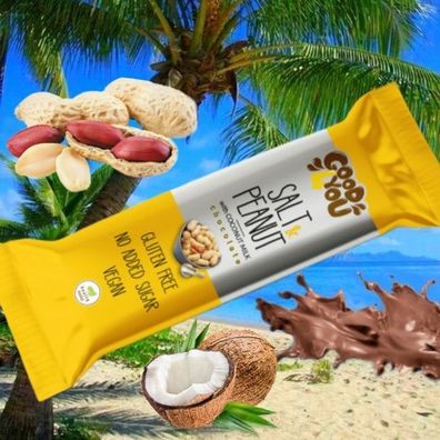 10x 25g Süß & Salzig Erdnuss Schoko Riegel Ohne Zuckerzusatz vegane Schokolade