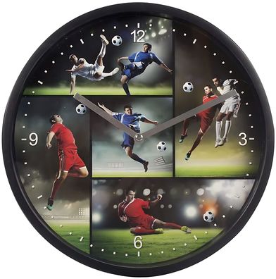 Let's Kick It Wanduhr, Wanduhr mit coolem Fußballmotiv, D 25,5 cm
