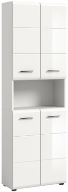 Hochschrank breit in weiß Nachbildung und weiß Hochglanz tiefzieh