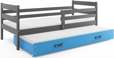 BMS Kinder Ausziehbett Eryk Graphit mit Bettkasten und Matratzen