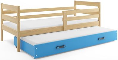 BMS Kinder Ausziehbett Eryk Kiefer mit Bettkasten und Matratzen