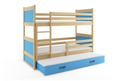 BMS Kinder Etagenbett Rico Kiefer Bettkasten und Matratzen