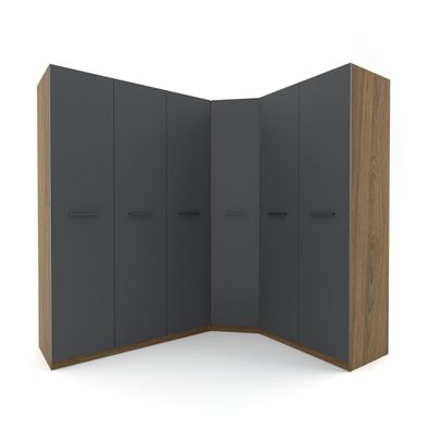 Almila Eckkleiderschrank Legend 6-türig in Walnuss