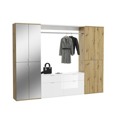 Xonox Garderobe 3-teilig Projekt X Schuhschr. Eiche/Weiß 8-türig
