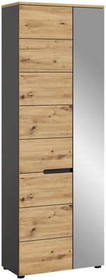 Xonox Garderoben Schrank Canu Eiche Grau mit Spiegel Modern