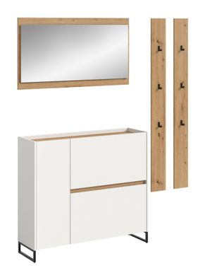 Garderobenkombination in weiß Nachbildung und Artisan Oak Nachbildung