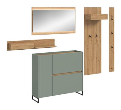 Garderobenkombination in Salbei Nachbildung und Artisan Oak Nachbildung
