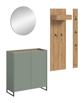 Garderobenkombination in Salbei Nachbildung und Artisan Oak Nachbildung