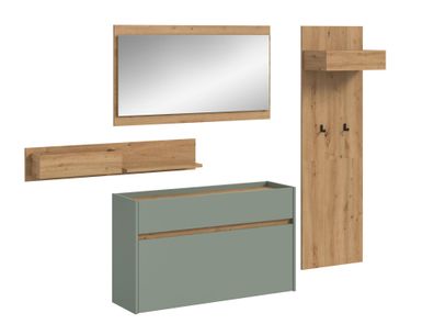 Garderobenkombination in Salbei Nachbildung und Artisan Oak Nachbildung