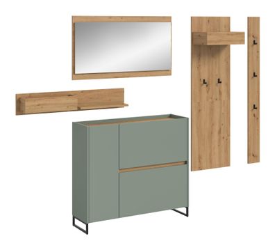Garderobenkombination in Salbei Nachbildung und Artisan Oak Nachbildung
