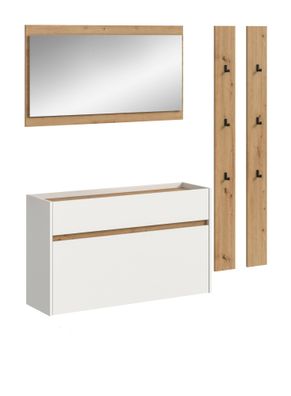 Garderobenkombination in weiß Nachbildung und Artisan Oak Nachbildung