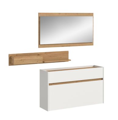 Garderobenkombination in weiß Nachbildung und Artisan Oak Nachbildung