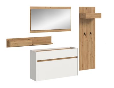 Garderobenkombination in weiß Nachbildung und Artisan Oak Nachbildung