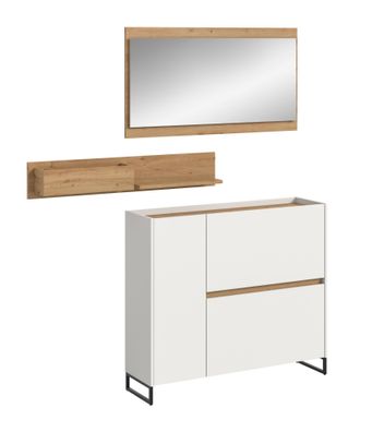 Garderobenkombination in weiß Nachbildung und Artisan Oak Nachbildung
