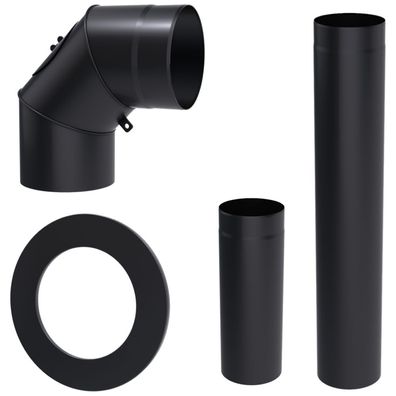Schornstein-Montagesatz aus schwarzem Stahl fi 130